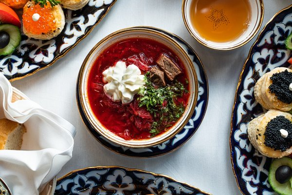 How to Make a Classic Russian Borscht with a Sour Cream Swirl?